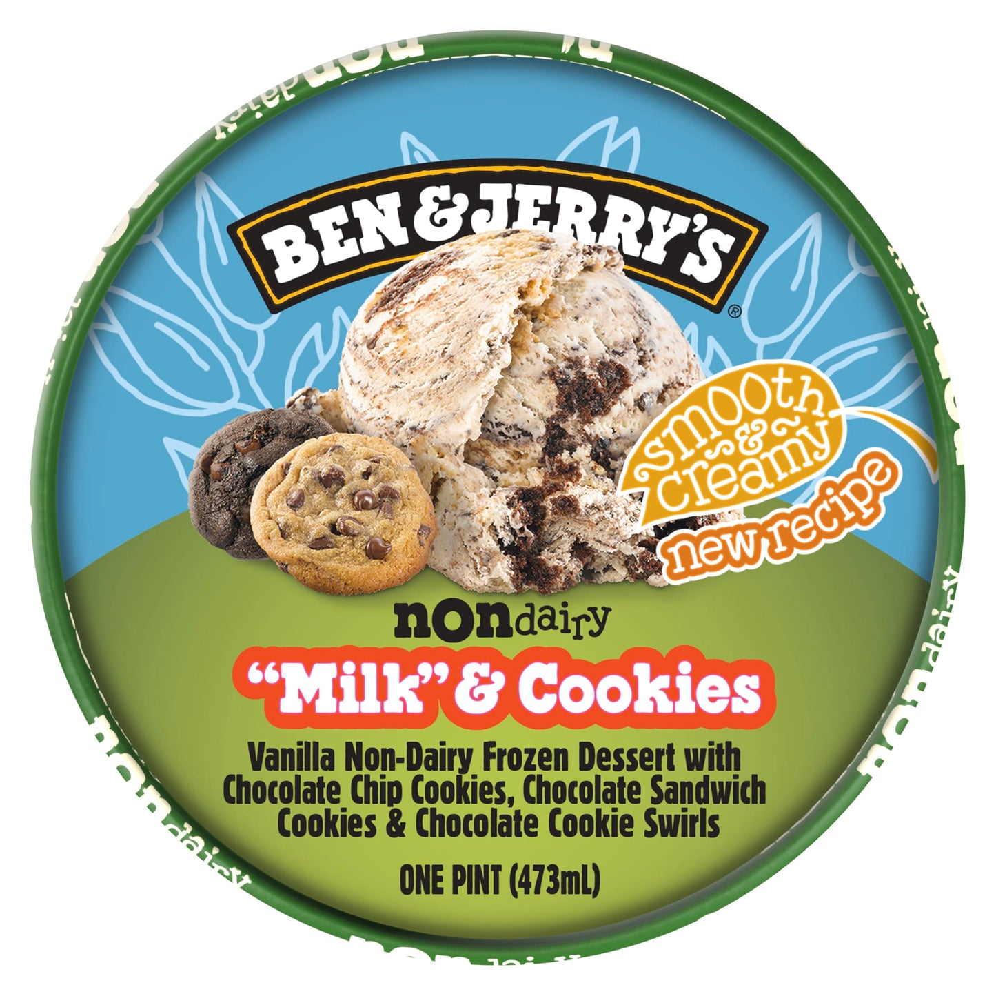 Ben & Jerry's Non-Dairy "Milk" & Cookies Vanilla Frozen Dessert Certified Vegan Pint 16 oz