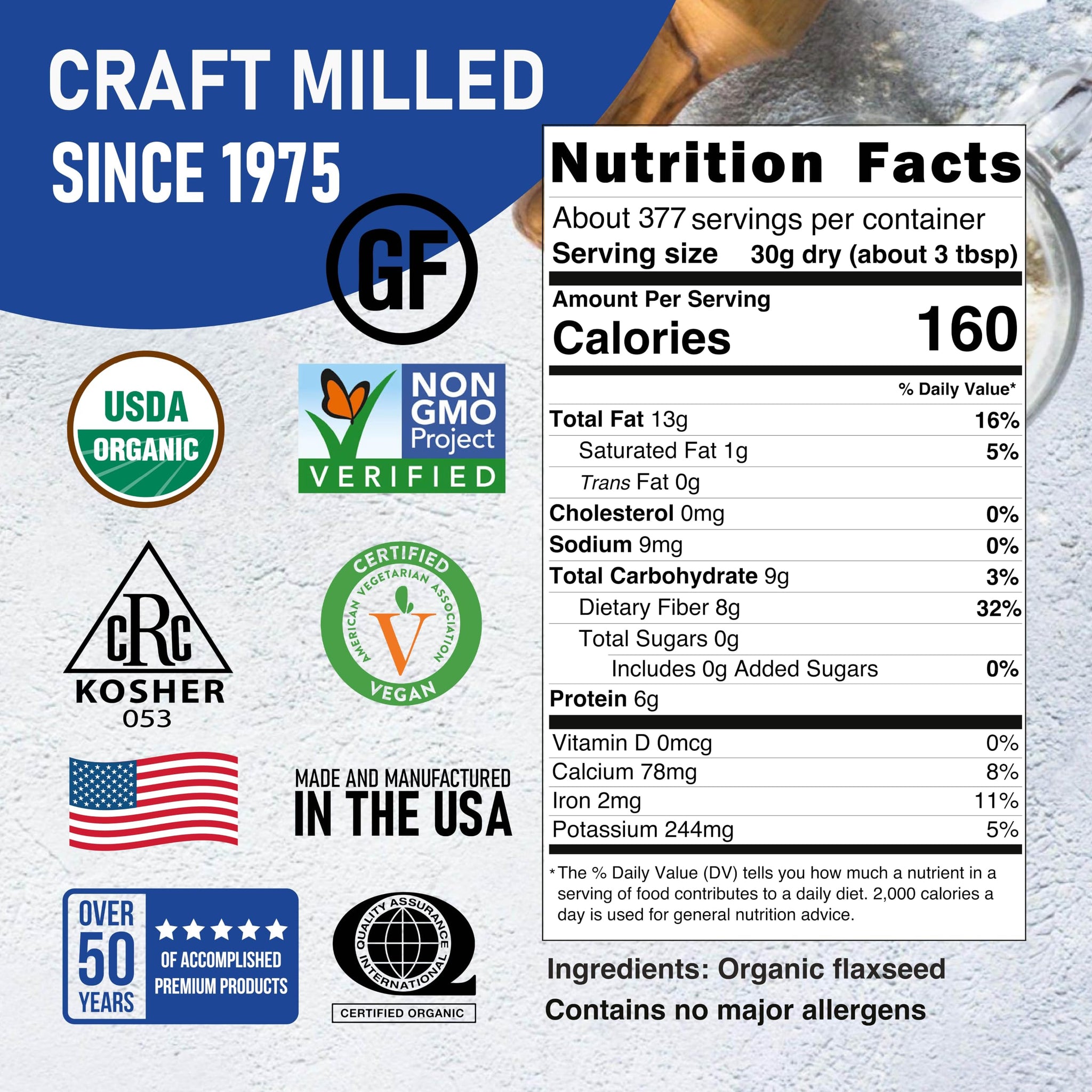Great River Milling Organic Golden Flaxseed | Whole Golden Flax Seeds | Gluten Free, Non-GMO, Vegan, Kosher | Flaxseed for Baking, Smoothies, Oatmeal