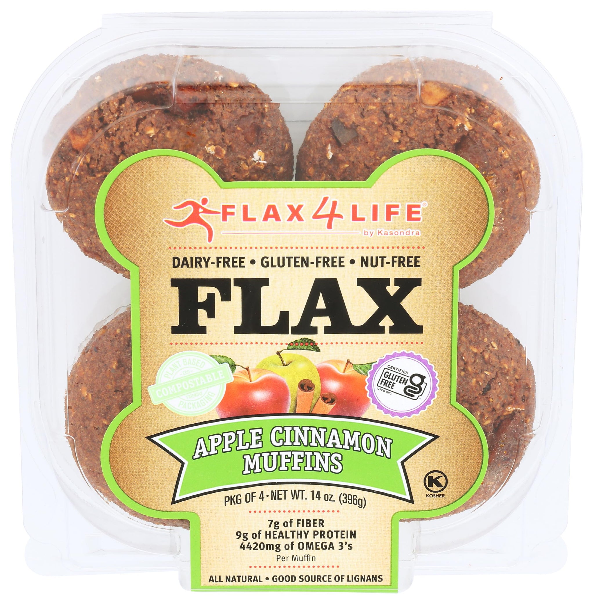 Flax4Life Apple Cinnamon Muffins, 14 oz (frozen)