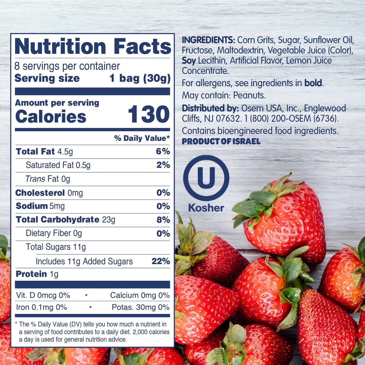 Osem Bamba Strawberry Flavored Snack - All Natural Sweet Red Strawberry Bamba Corn Puffs, for Adults and Kids, Convenient Family Pack - 1.05oz Bag