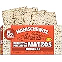 Manischewitz Passover Matzo (5x1lb Boxes) The Original Manischewitz Passover Matzo | Two Ingredients only - Flour and Water - 18 Min Matzo | Unsalted