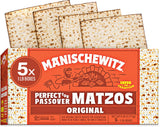 Manischewitz Passover Matzo (5x1lb Boxes) The Original Manischewitz Passover Matzo | Two Ingredients only - Flour and Water - 18 Min Matzo | Unsalted