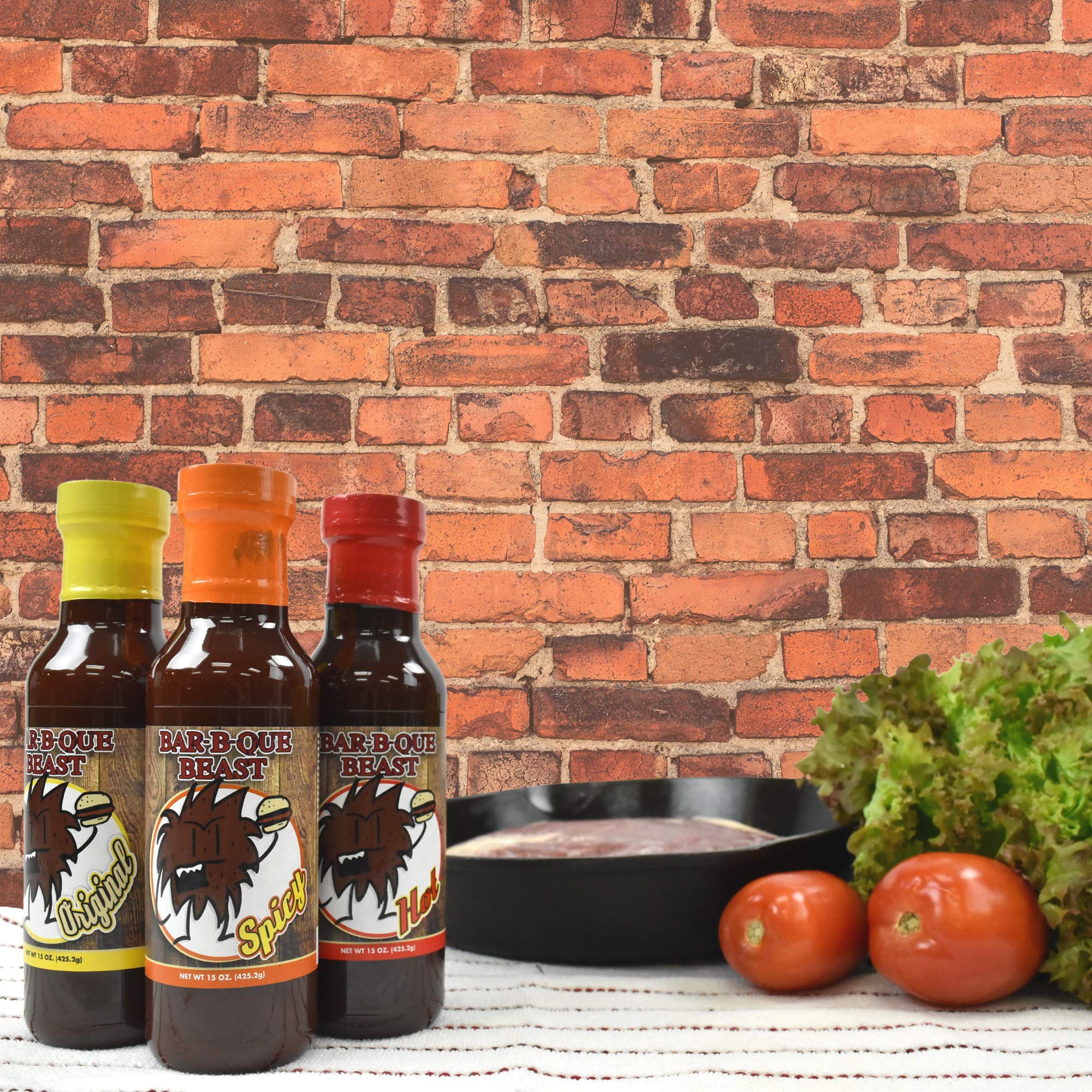 Bar-B-Que Beast BBQ Sauce, 3 Variety Pack, Flavors - Original, Spicy, Hot - 15oz ea - Award Winning Barbecue Sauce