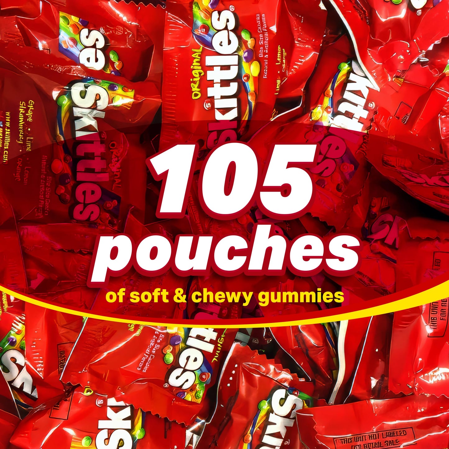 Skitles Original Fun size Chewy Candy 3 Pounds Approx 105 pouches - Skitles Bulk Candy - Bite Size Skitles Candy with Natural & Artificial Flavors