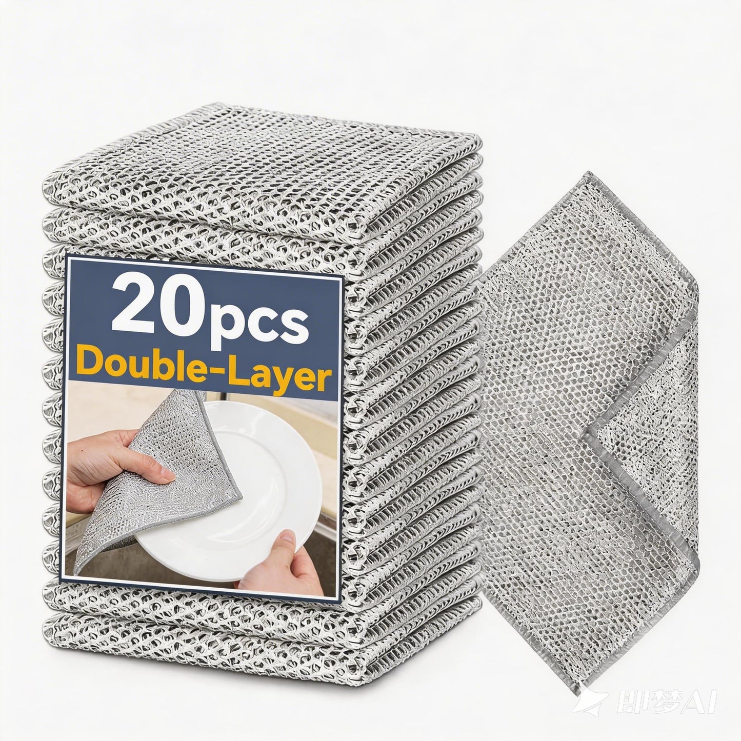 Hoowkawen Steel Wire Dishcloths,Double-Layer Non-Scratch Steel Wire Cleaning Cloth for Cookware,Sinks,Stove Tops, Dishes (10PCS)