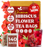 FRESHDRINKUS 140 Hibiscus Flowers Tea Bags, 100% Natural, Pure from Hibiscus Flowers. Loose Flower Hibiscus Herbal Tea. Hibiscus Flower Tea. No Sugar