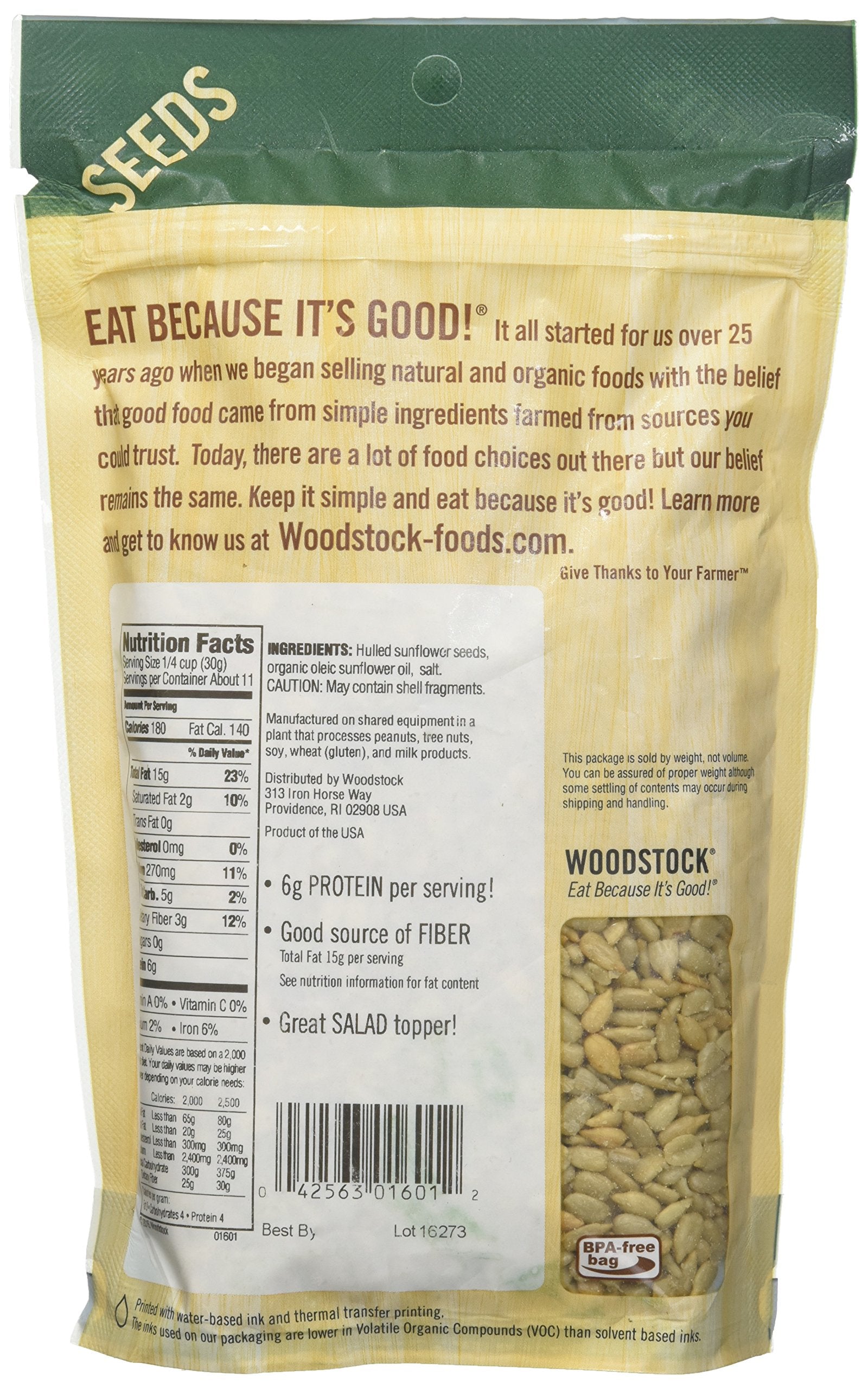 Woodstock Farms Sunflower Seeds, Roasted & Salted, 12 oz