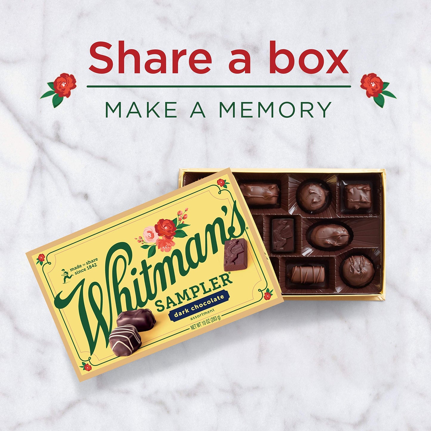 Whitman's Sampler Mother's Day Gift Box, Dark Chocolate Assortment, 10 Ounce (22 Pieces)