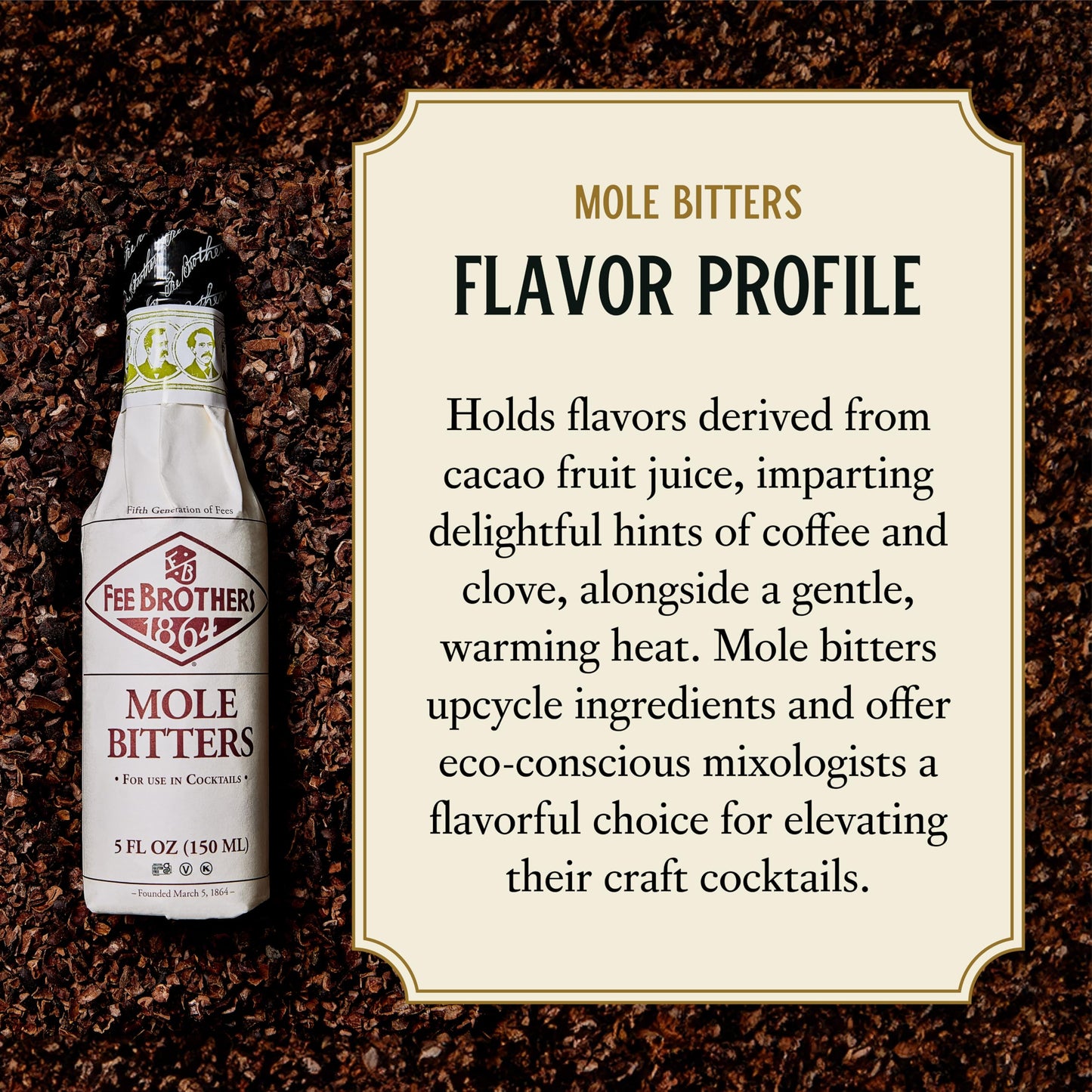 Fee Brothers Mole Cocktail Bitters - Aromatic Cocktail Mixer & Concentrated Flavoring, Gluten Free, Vegan-Friendly, 5 fl oz