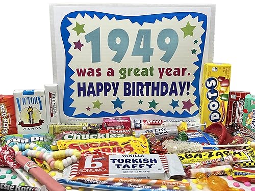 RETRO CANDY YUM ~ 1949 77th Birthday Gift Box of Nostalgic Candy Assortment from Childhood for 77 Year Old Man or Woman Born 1949