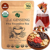 Dr. Lu’s Organic Ginseng Five Treasures Tea Kidney Tea | Ginseng Six Treasures tea for Kidney Cleanse Detox & Repair with Maca Root in Corn Fiber