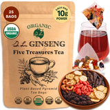 Dr. Lu’s Organic Ginseng Five Treasures Tea Kidney Tea | Ginseng Six Treasures tea for Kidney Cleanse Detox & Repair with Maca Root in Corn Fiber