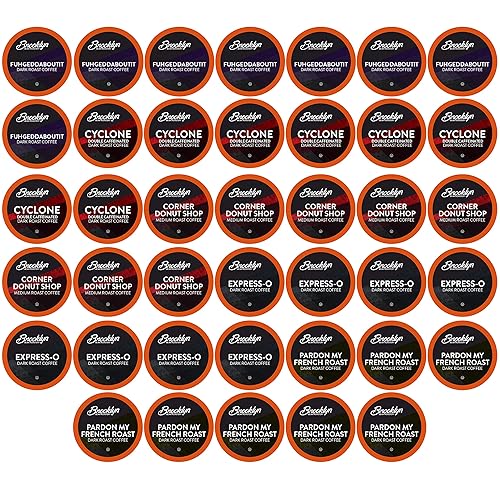 Brooklyn Beans Coffee Pods, Bold Gourmet Variety Pack - Compatible with Keurig 2.0 K Cup Brewers, 40 Count, Strong and Intense Dark Roast