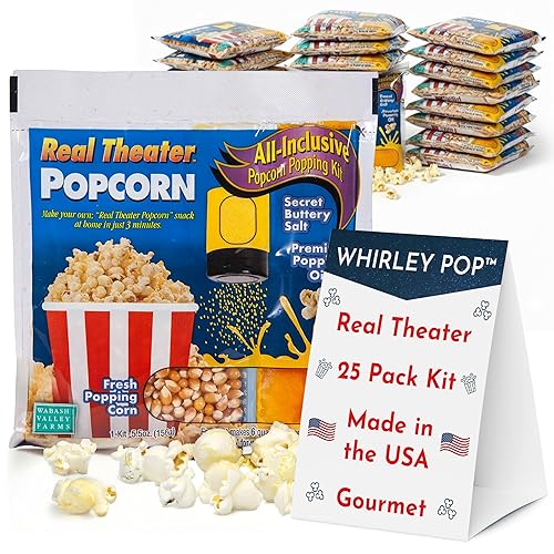 All in One Popcorn Packs - Wabash Valley Farms All Inclusive Popping Kits, Real Theatre Popcorn, Popcorn Kernels for Popcorn Machine, All in One