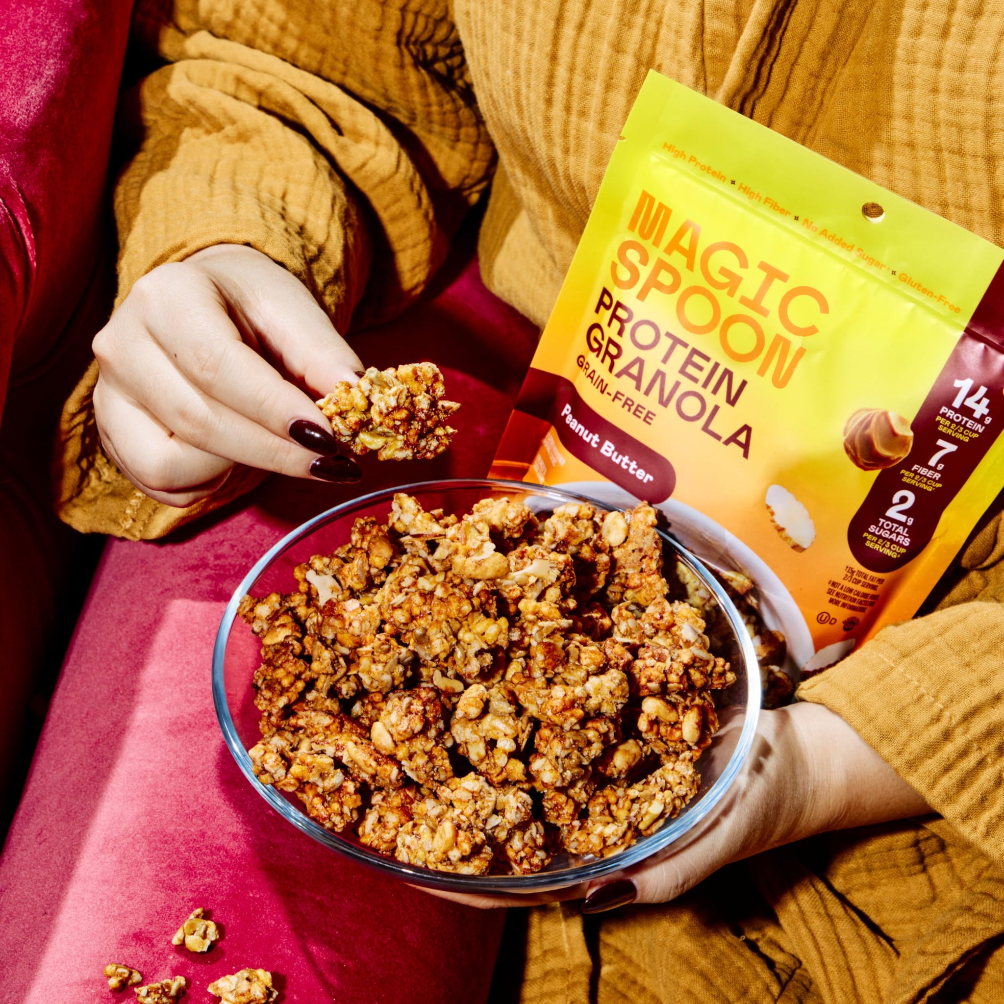 Magic Spoon High Protein Granola Low Sugar - 3 Pack, Peanut Butter - Low Carb Sugar Free Protein Snacks & Breakfast Food - Grain & Gluten Free Granola