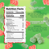 Red & Green Bears Sour Gummy Candy 1-Pound Bag | Strawberry & Apple Gummies | Vegan Candy for Holiday Buffets | Gelatin Free Jelly Bears