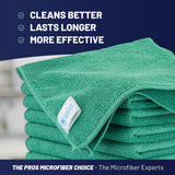 MW PRO Microfiber Cleaning Cloths (12 Pack, 12"x12", Green) - Commercial Grade Housekeeping Towels & Janitorial Rags - Lint Free & Streak Free