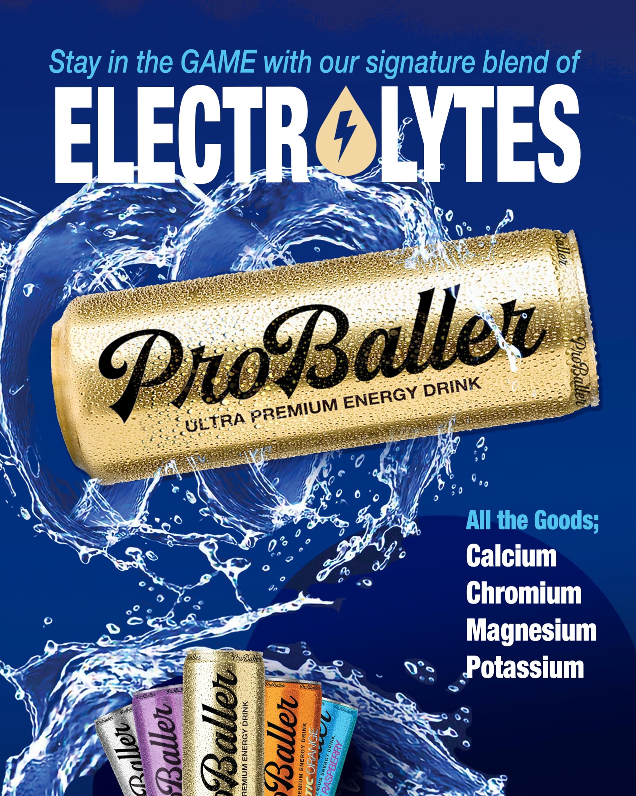 ProBaller Clean Energy Drink - Athlete-Grade Energy for Focus & Performance, Sweetened with Organic Agave, NSF Certified for Sport, Natural Caffeine