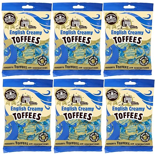 Walkers Nonsuch English Creamy Toffees Bag 5.29 Oz (Pack of 6) - Traditional British Butter Toffee Candy with Whole Milk, Individually Twist-Wrapped