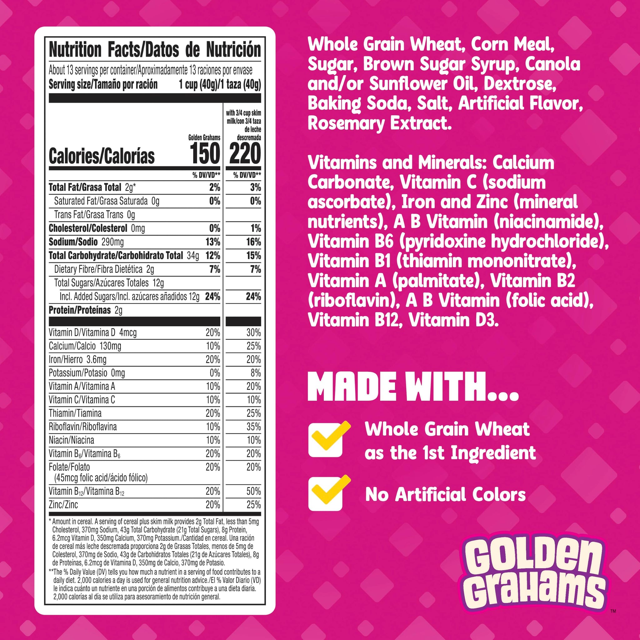 Golden Grahams Breakfast Cereal, Graham Cracker Taste, Made with Whole Grain, Family Size, 18.9 oz