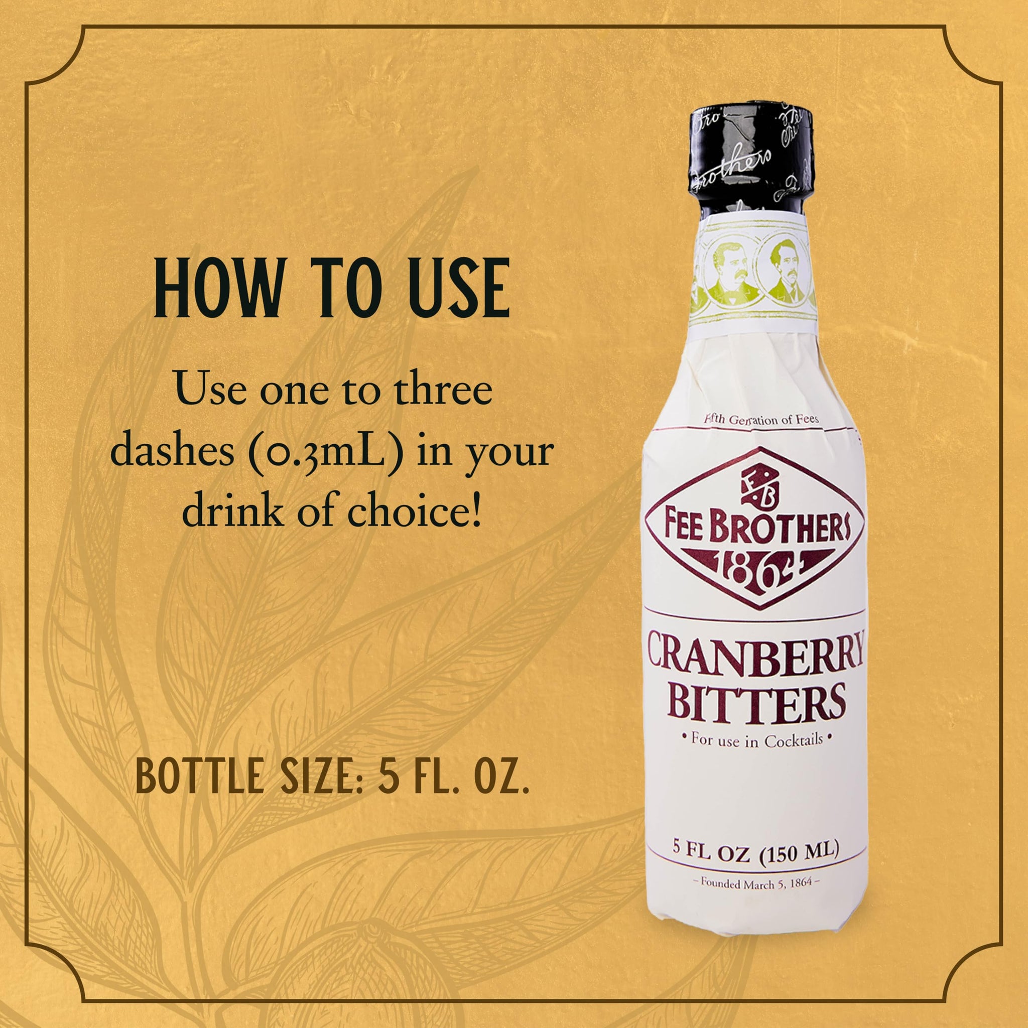 Fee Brothers Cranberry Cocktail Bitters - Aromatic Cocktail Mixer & Concentrated Flavoring, Gluten Free, Vegan-Friendly, 5 fl oz