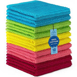 DecorRack 100% Cotton Bar Mops, Kitchen Dish Cloths, Multi-Purpose Cleaning Towels, Ultra Absorbent, Machine Washable, Quick Dry, Cheerful Assortment