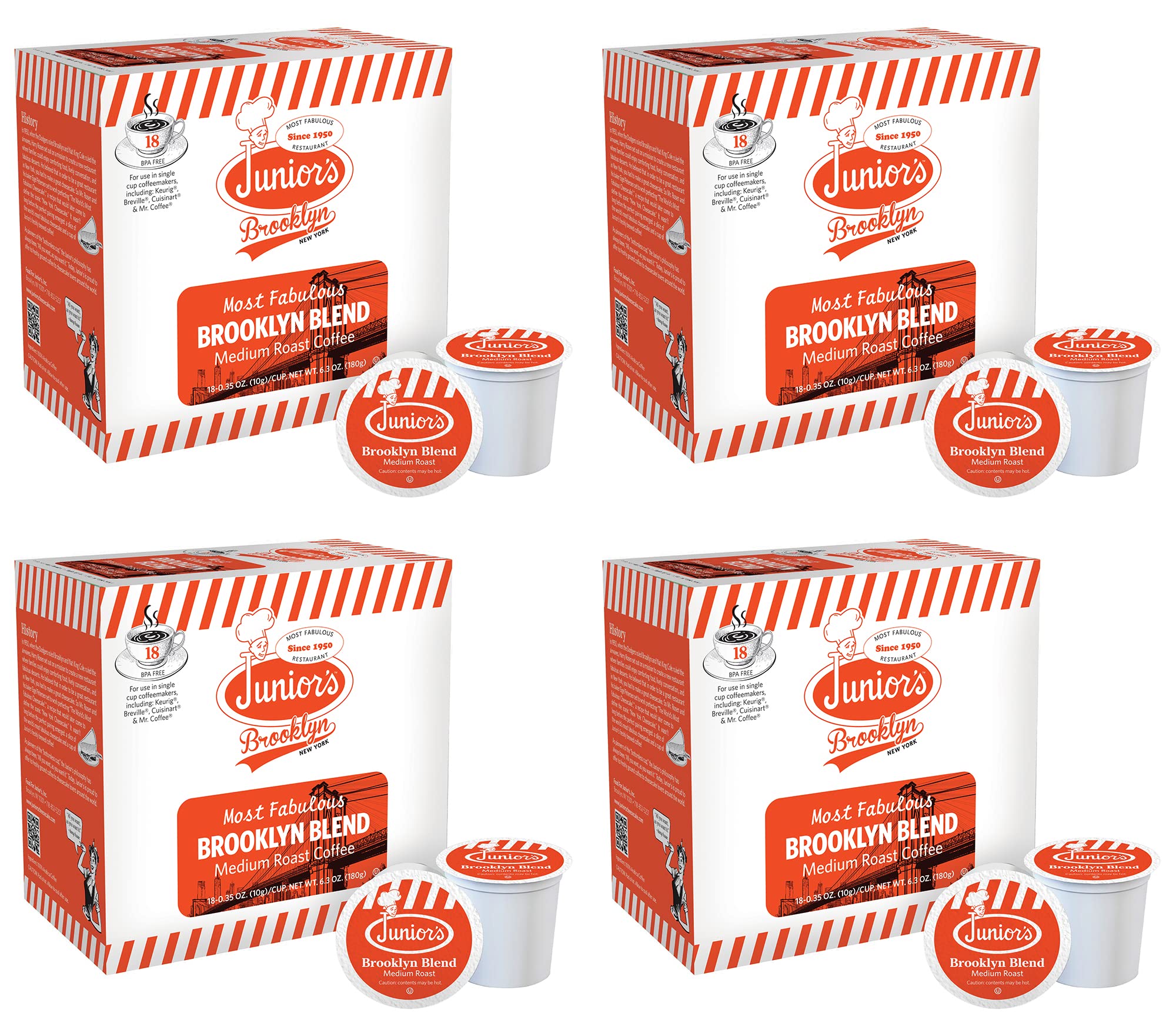 Junior's Most Fabulous Single Serve Coffee (Brooklyn Blend, 72 Count)