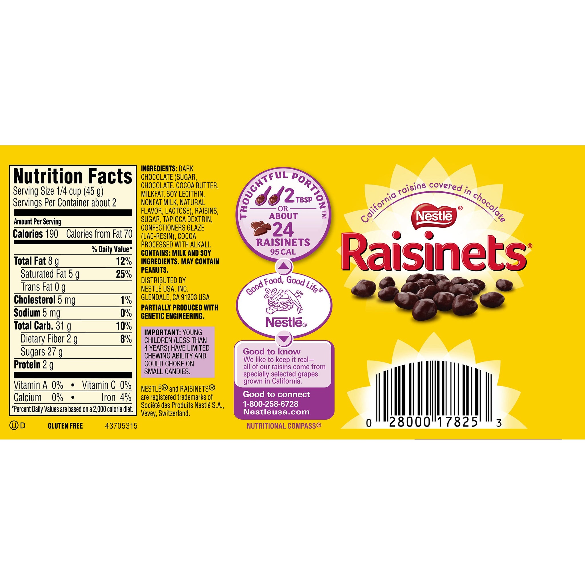 Nestle Raisinets Dark Chocolate On the Go Concession Box, 3.5-Ounce Boxes (Pack of 18)