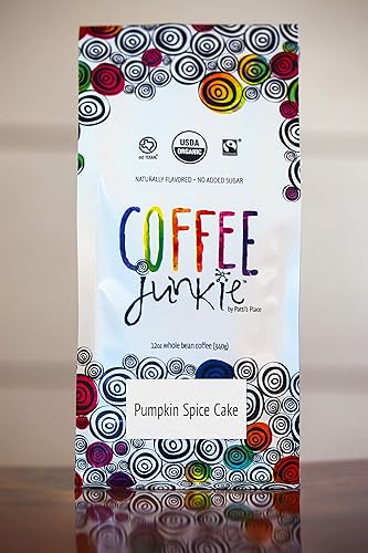 Coffee Junkie Pumpkin Spice Cake Naturally Flavored Organic Coffee Beans - 12 oz - Decaf