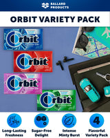 Orbit Gum Variety Pack - Assorted Gum Pack of 4 Flavors - Peppermint, Spearmint, Strawberry, and Bubblemint - Classic Chewing Gum Flavors - Bundle