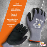 ATG 34-874T/S Maxiflex Ultimate, 15G Gray Nylon Shell, Black Nitrile Grip, Tagged Gray S