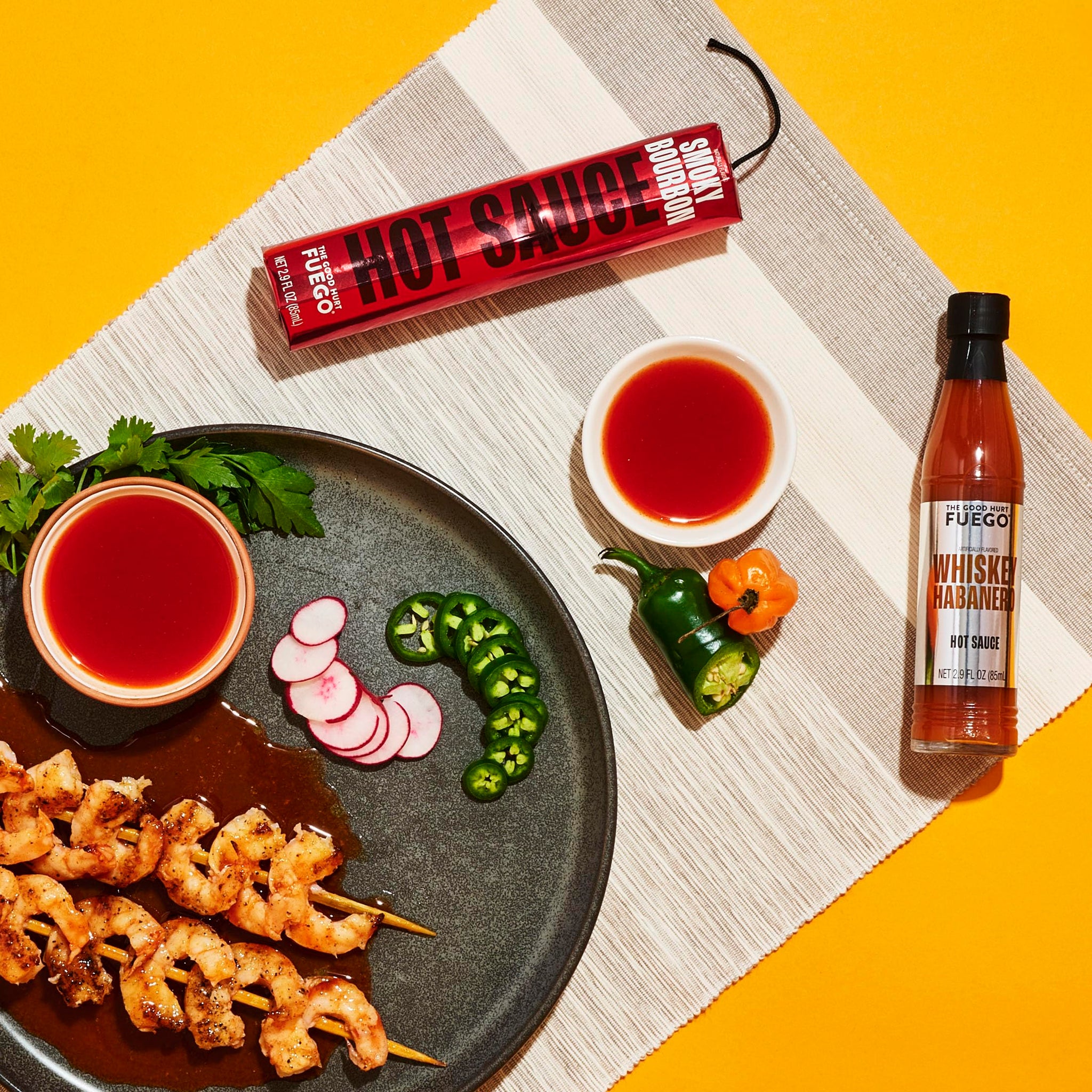 The Good Hurt Fuego, Hot Sauce Sampler Gift Set in Metallic Packaging, Flavors Includes Habanero, Ghost Pepper, Smoky Bourbon, Hot Sauce Variety Pack