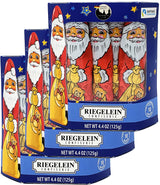Riegelein German Christmas Candy Santas - Solid Milk Chocolate Stocking Stuffer - Foil Wrapped Xmas Santa Candy - 125 g