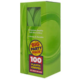JAM Paper Big Party Pack of Premium Plastic Knives - Lime Green - 100 Disposable Knives/Box
