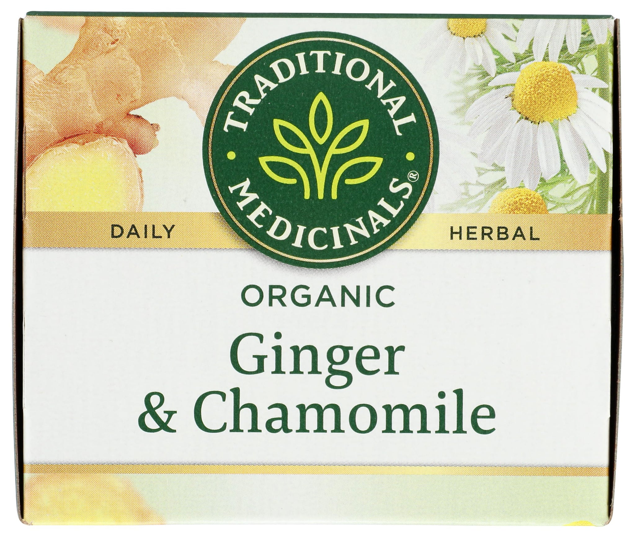 Traditional Medicinals Organic Ginger & Chamomile Herbal Tea, Relieves Occasional Indigestion or Nausea, (Pack of 1) - 16 Tea Bags