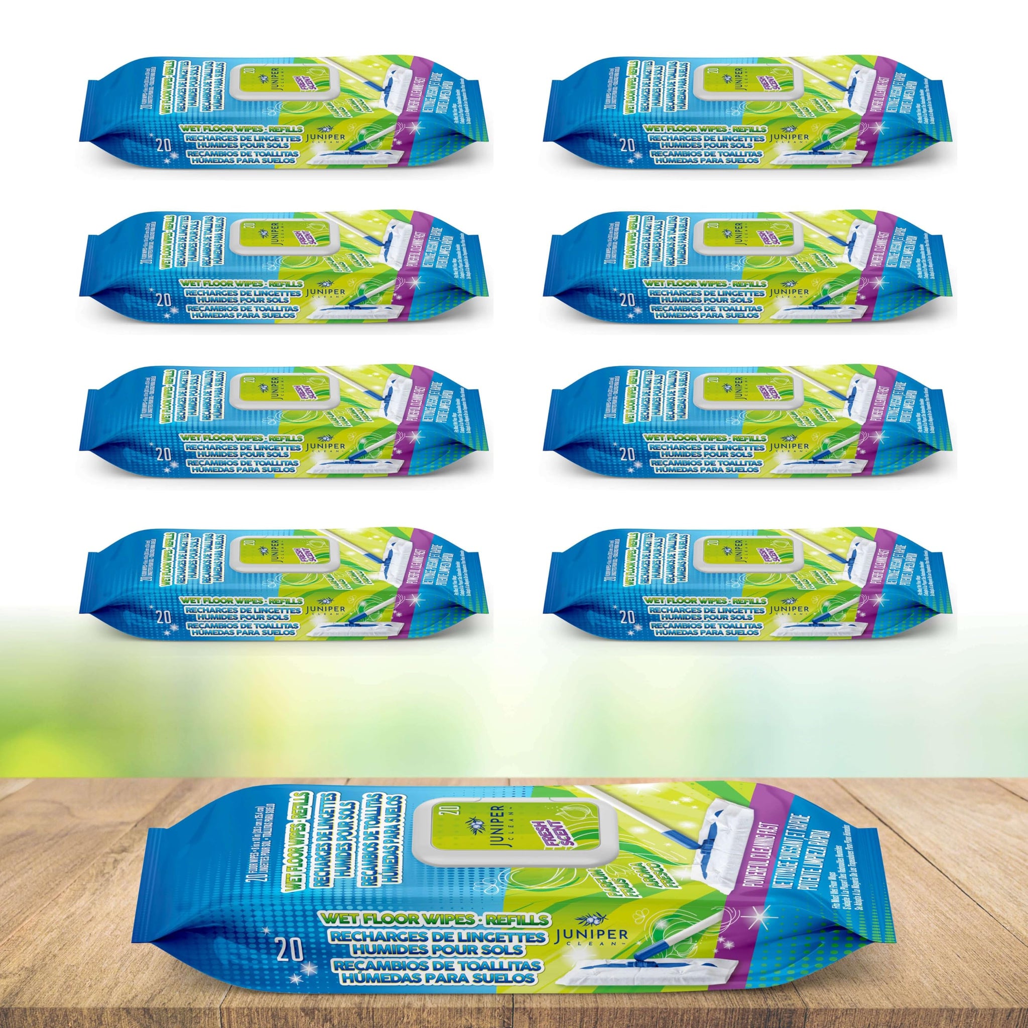Juniper CLEAN Wet Floor Wipes, Multi Surface Floor Cleaner Wet Mop Pads Fit Swiffer Sweeper Mop, Fresh Scent & Plant-Based Textured Cloth Trap Absorb