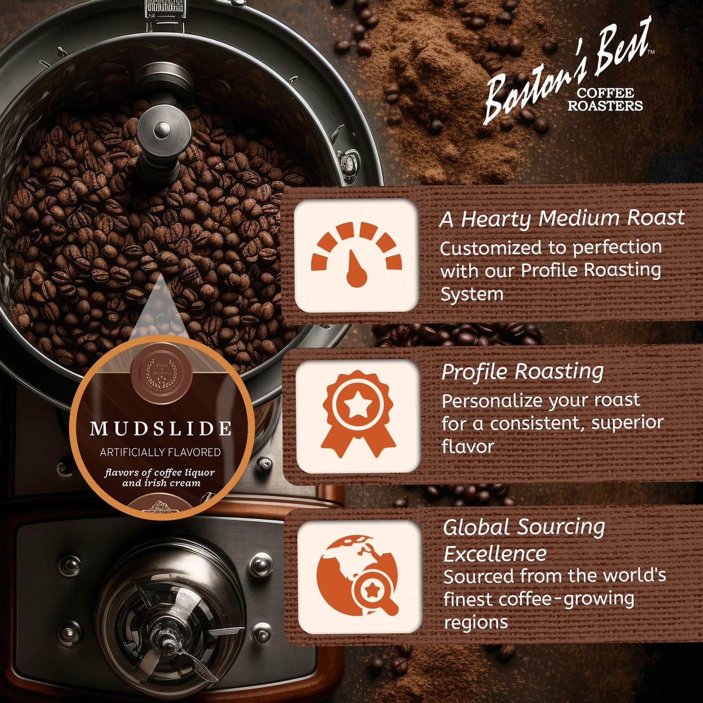 Boston’s Best - Mud Slide Flavored Delicious Gourmet, Premium Ground Coffee, 11 oz. / 311g Bag