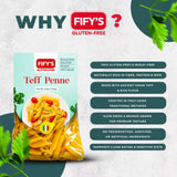FIFY'S GLUTEN-FREE Teff Penne Pasta - All Natural, Nutrient-Rich Gluten Free Pasta with Ancient Grain Teff and Rice Flour - Made in Italy