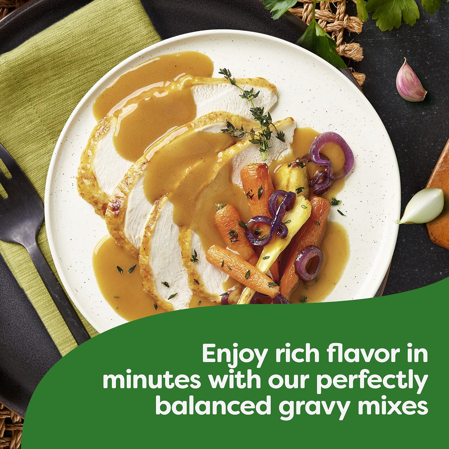 Knorr Turkey Gravy Mix For Delicious Easy Meals and Side Dishes Roasted Turkey Sauce and Gravy With No Artificial Flavors, No Added MSG 1.2 oz, Pack