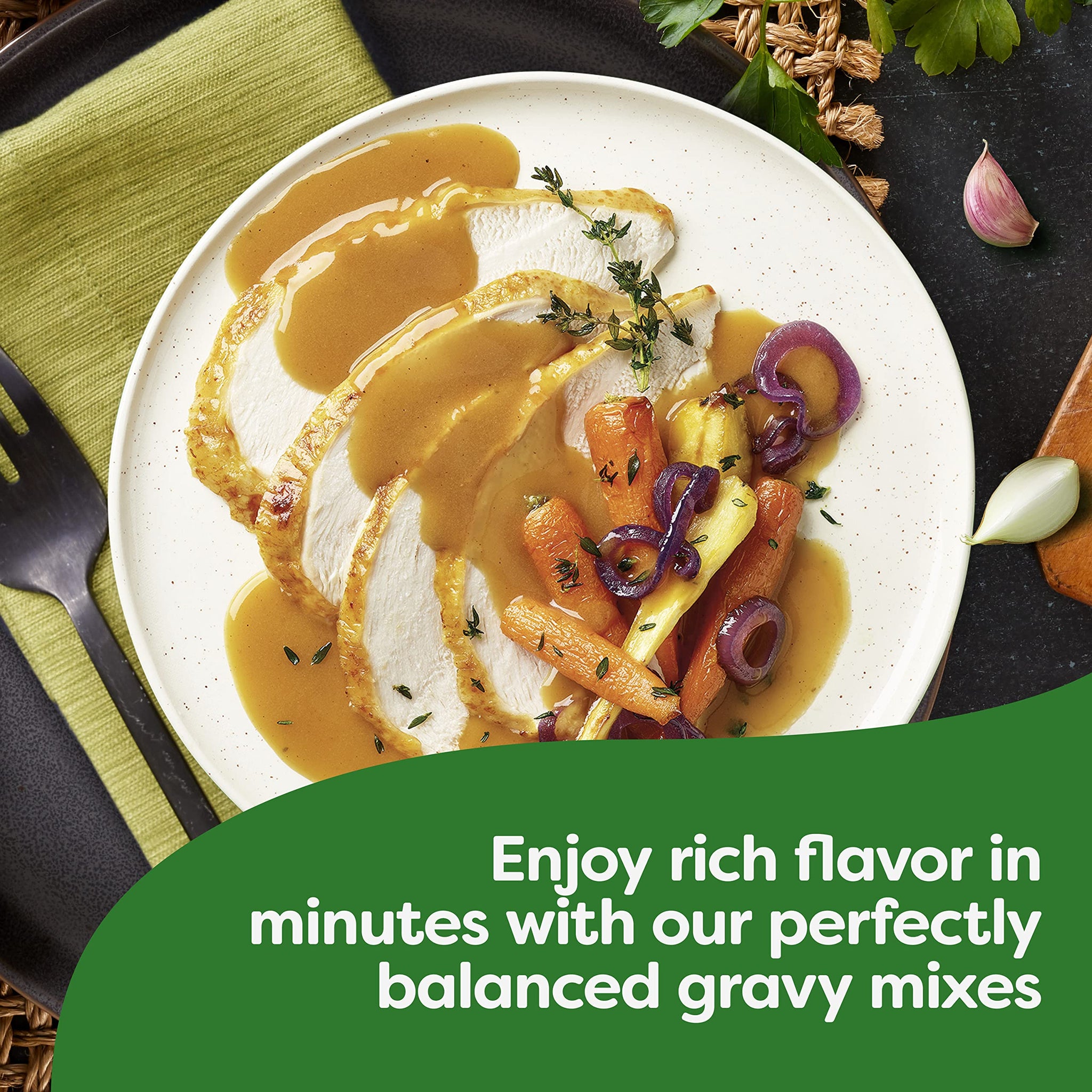 Knorr Turkey Gravy Mix For Delicious Easy Meals and Side Dishes Roasted Turkey Sauce and Gravy With No Artificial Flavors, No Added MSG 1.2 oz, Pack
