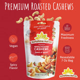 Sunshine Nut Company Whole Roasted Cashews, Spark of Spices Flavor, Single 7 oz. Bag, Gluten Free, Peanut Free and Vegan Individual Snack Packs