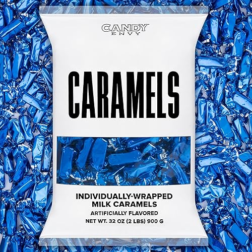 Candy Envy - Individually Wrapped Caramels - Navy Blue Wrapper - 2 Pound Bulk Navy Blue Candy