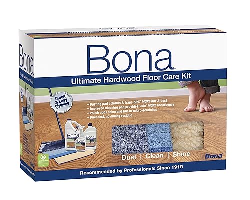 Bona Ultimate Hardwood Floor Care Kit - Includes Microfiber Mop, Microfiber Cleaning Pads, Microfiber Dusting Pad, Hardwood Floor Cleaning Solution