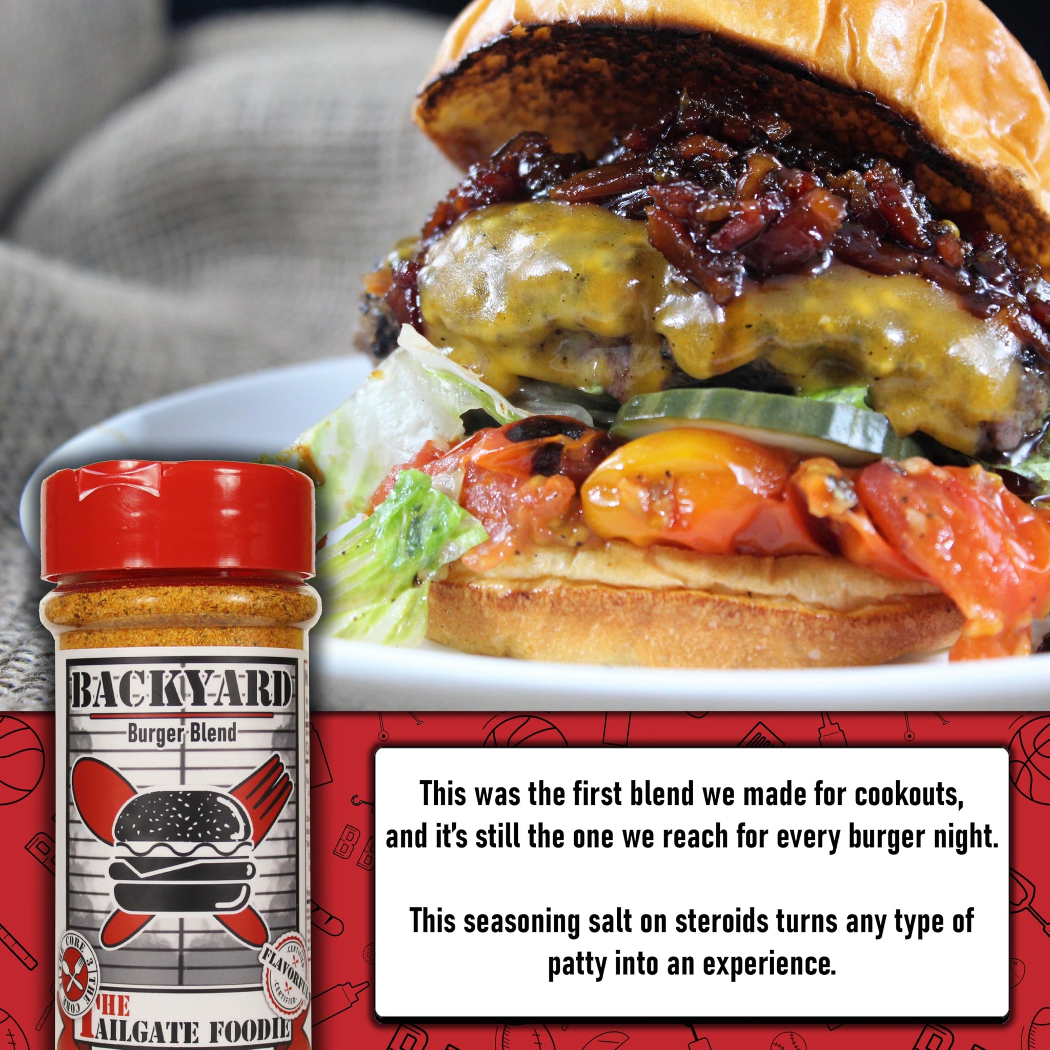 THE TAILGATE FOODIE Beef Seasoning Gift Box - 4 Pack BBQ Rub Variety Pack for SMoking, Barbecue, and Grilling - Burgers, Steak, Brisket, and Burnt End