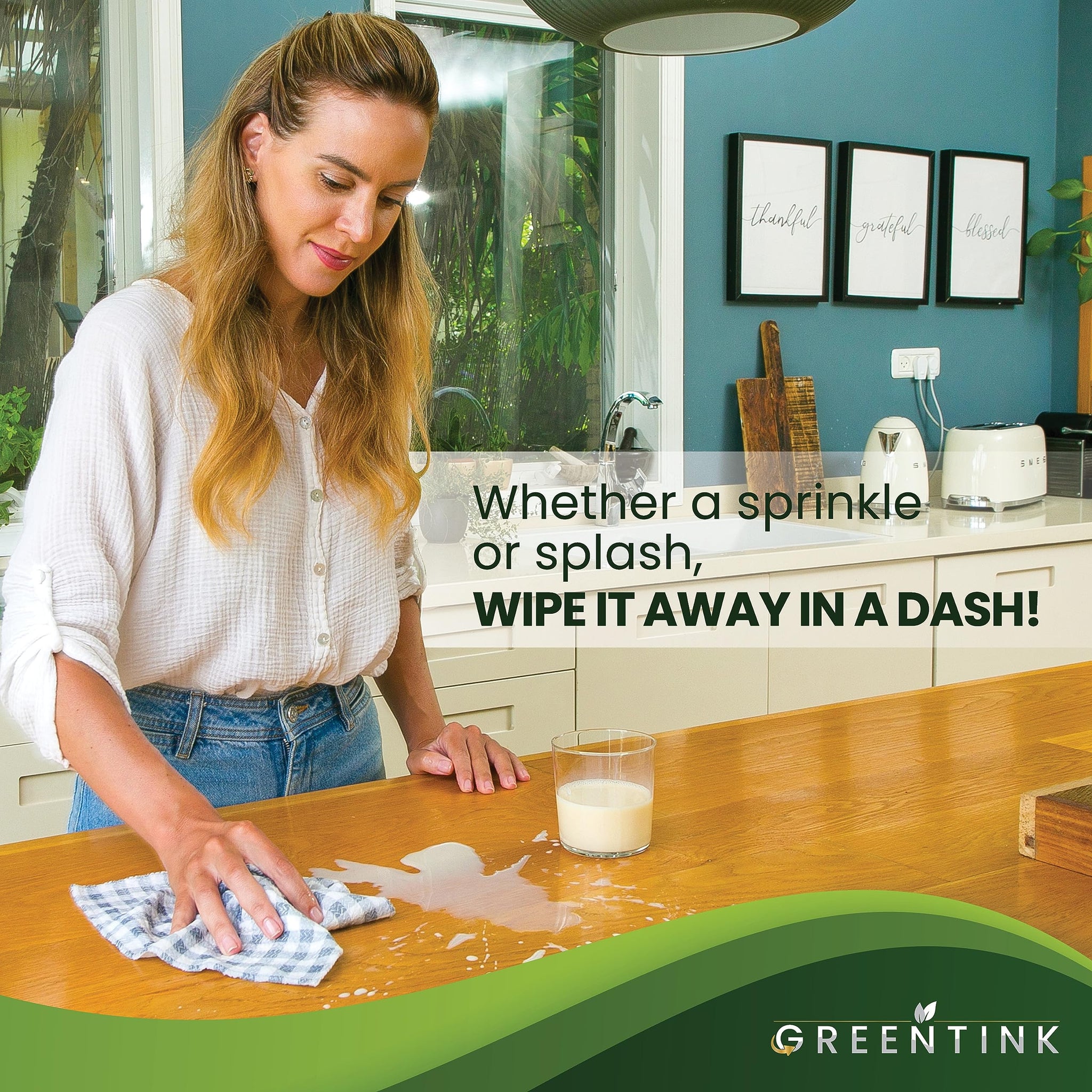 GREENTINK Eco-Friendly Reusable Dish Cloth Set - 24-Pk Multipurpose Kitchen Cleaning Cloth Made from Recycled Materials - Absorbent, Dish Towels