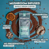 Organic 14 Mushroom Coffee Blend Dark Roast, Organic Lion's Mane, Chaga, Red Reishi and more, Chocolate Notes, Enhances Overall Health, Immune Support