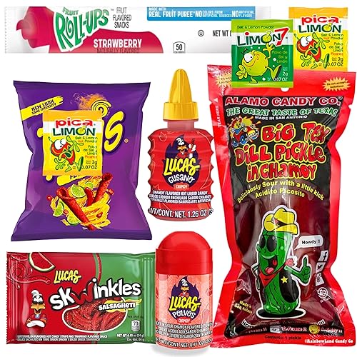 Tiktok Chamoy Pickle Kit With Fruit-Roll-up & Chips, Includes Lucas Gusano, Skwinkles Salsagheti & More - Snack Gift Box by Ma Lit Candy (Big Tex