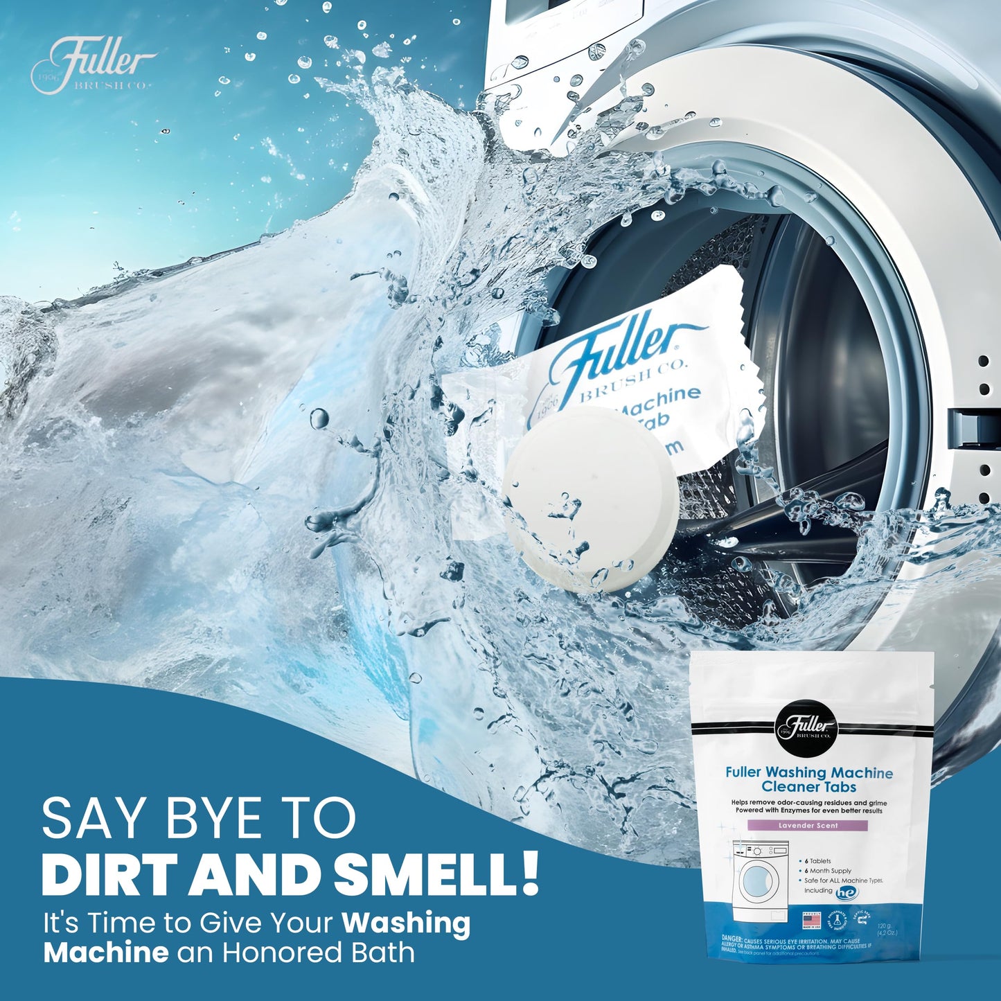 Fuller Washing Machine Cleaner Tablets - Washer Cleaner for Front Load, Top Load - Removes Odor, Dirt, Grime, Lavender Scent, Septic Safe (Pack of 4)