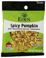 Eden Organic Spicy Pumpkin Seeds, Dry Roasted, Pocket Snacks, 1 Ounce (Pack of 12)