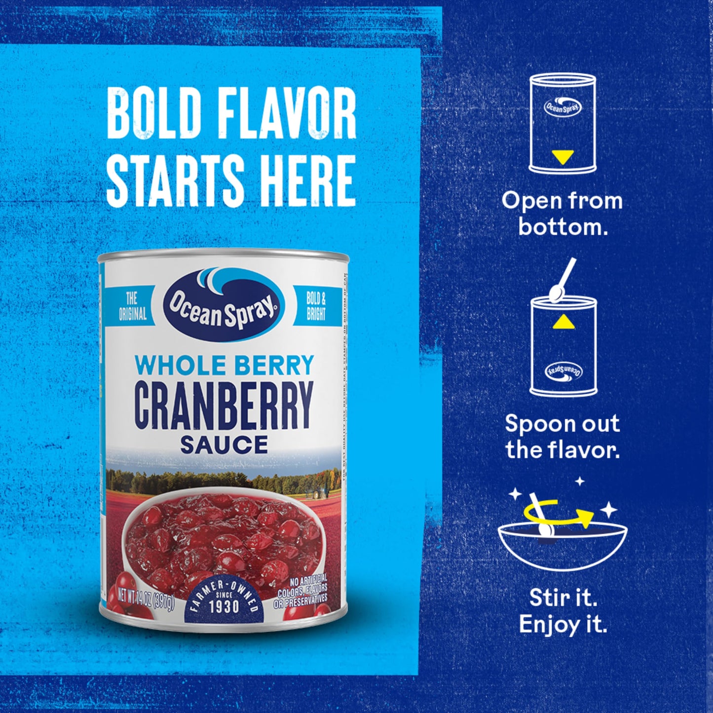 Ocean Spray Whole Cranberry Sauce, Canned Side Dish, 14 Oz Can (Pack of 1)